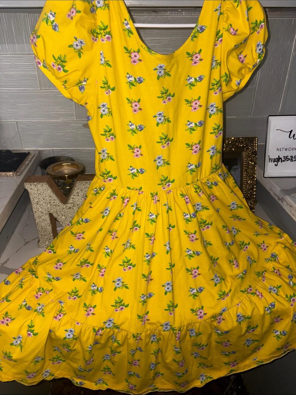 Janie and Jack Bright Yellow Floral Jersey Dress